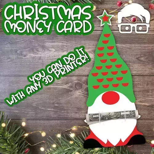 Christmas Money Card holder by AM-MEDIA gift Cash Teen gadget 3D print model