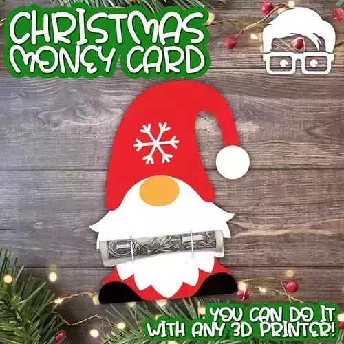 Christmas Money Card holder by AM-MEDIA gift Cash Teen gadget 3D print model