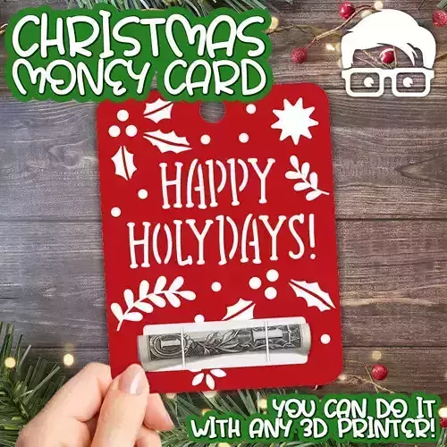Christmas Money Card holder by AM-MEDIA gift Cash Teen gadget 3D print model