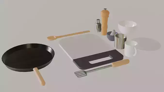 Realistic kitchen items kitbash set 