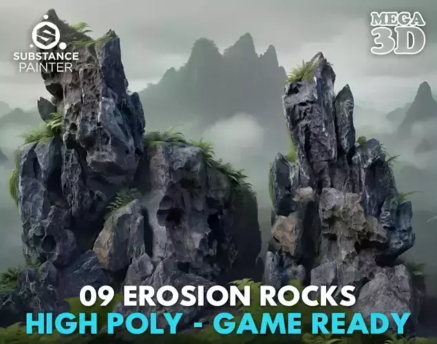 9 High Poly Erosion Rocks - 231122 3D model