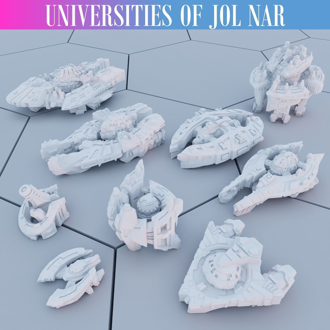 Twilight Imperium Over 150 Unique Ships for 17 factions - Bundle 3D print model_38