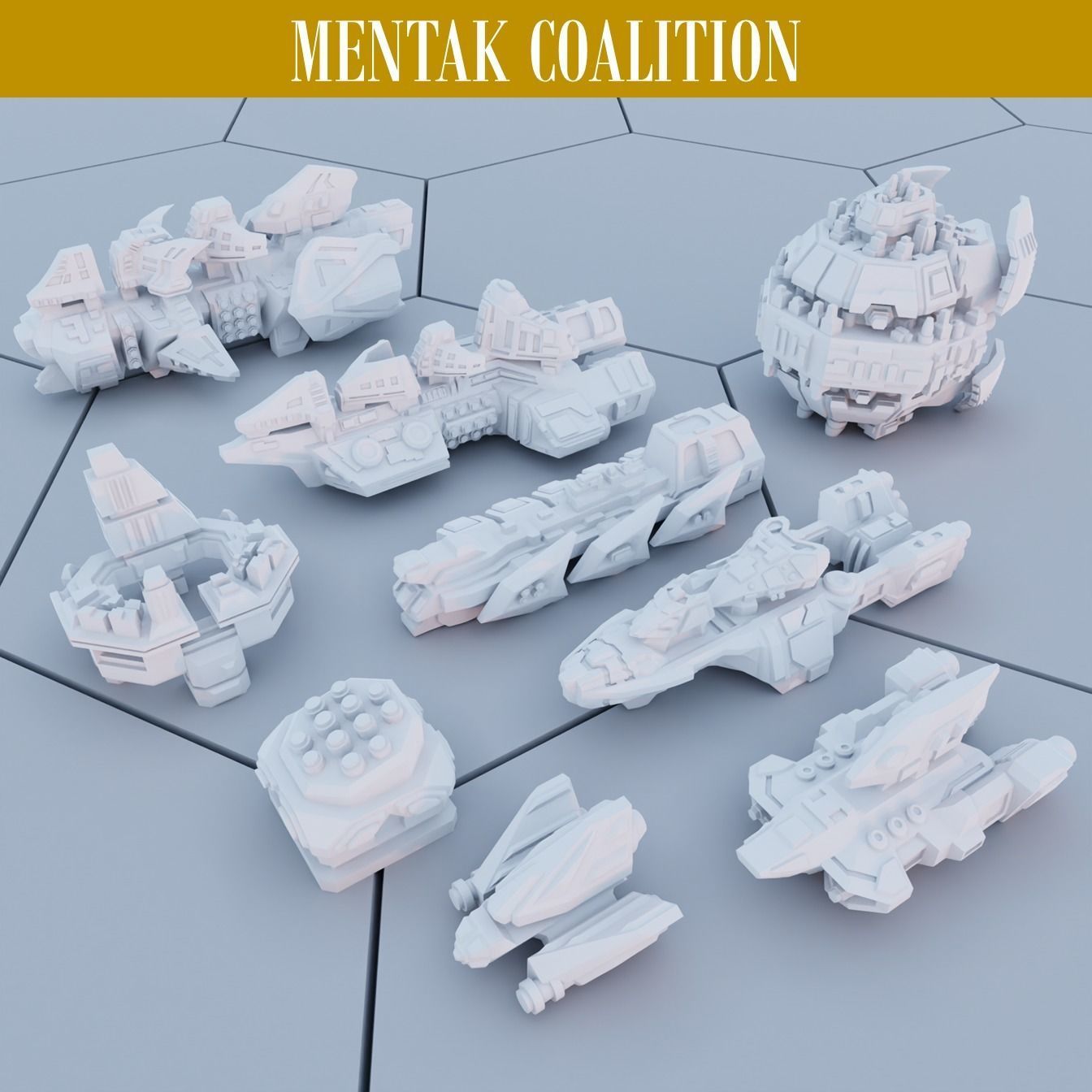 Twilight Imperium Over 150 Unique Ships for 17 factions - Bundle 3D print model_26