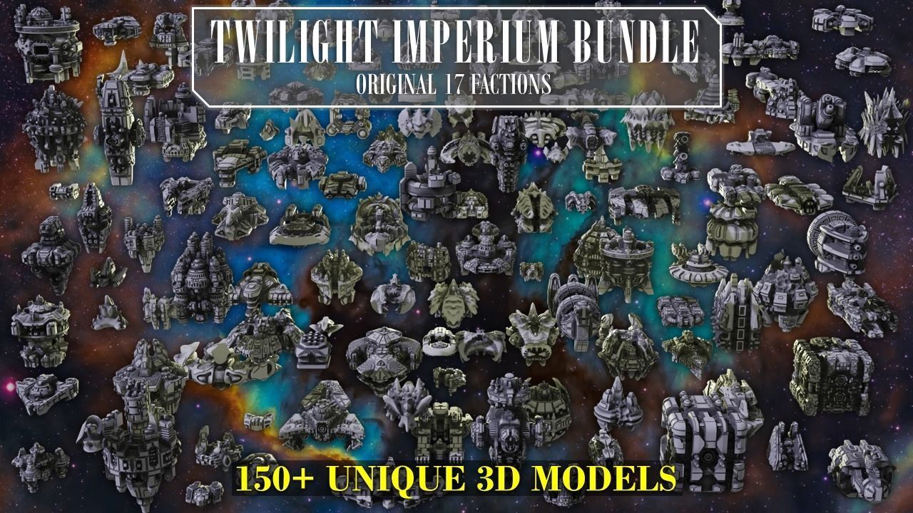 Twilight Imperium Over 150 Unique Ships for 17 factions - Bundle 3D print model_0