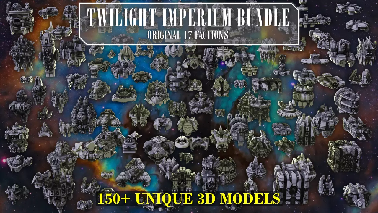 Twilight Imperium Over 150 Unique Ships for 17 factions - Bundle 3D print model_0