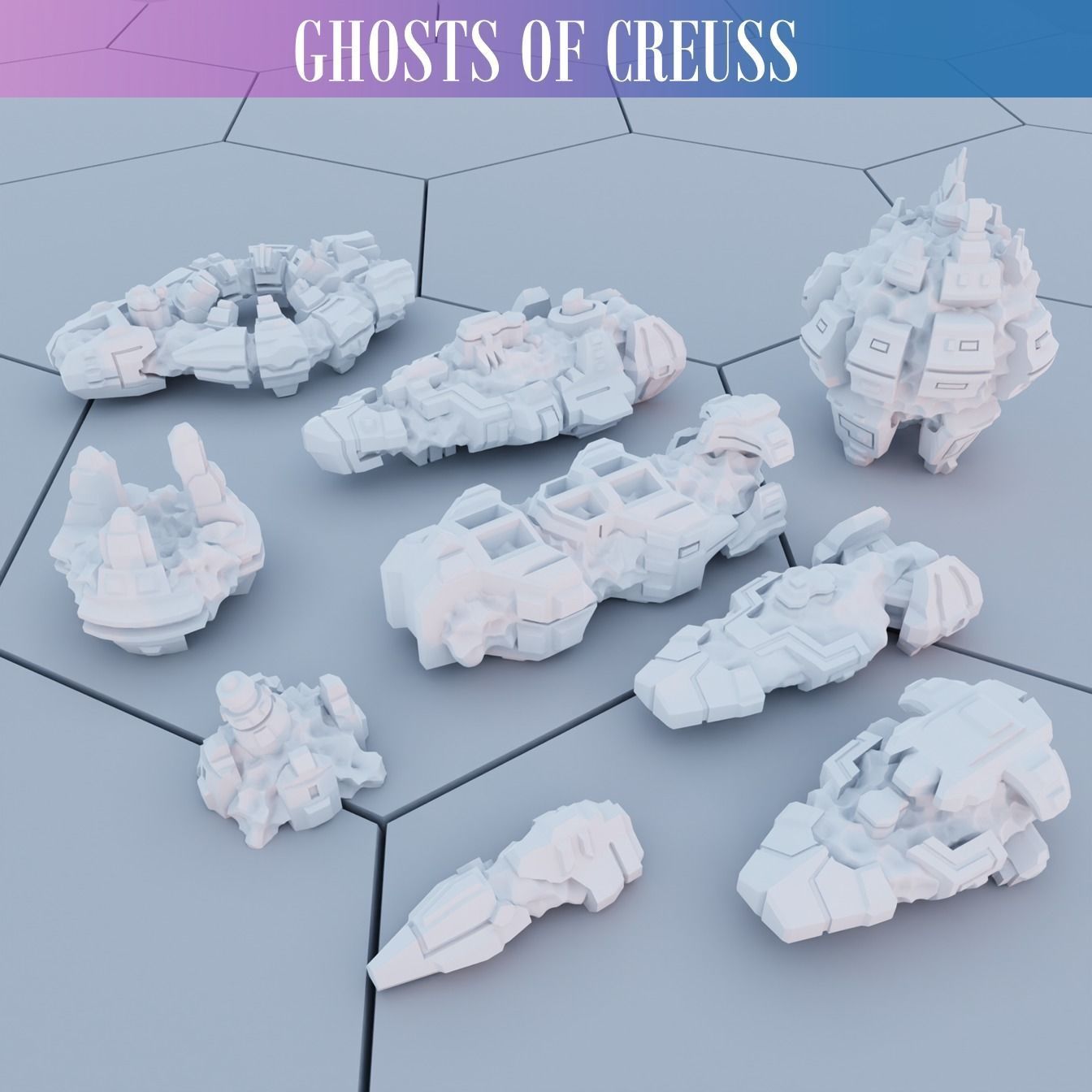 Twilight Imperium Over 150 Unique Ships for 17 factions - Bundle 3D print model_24