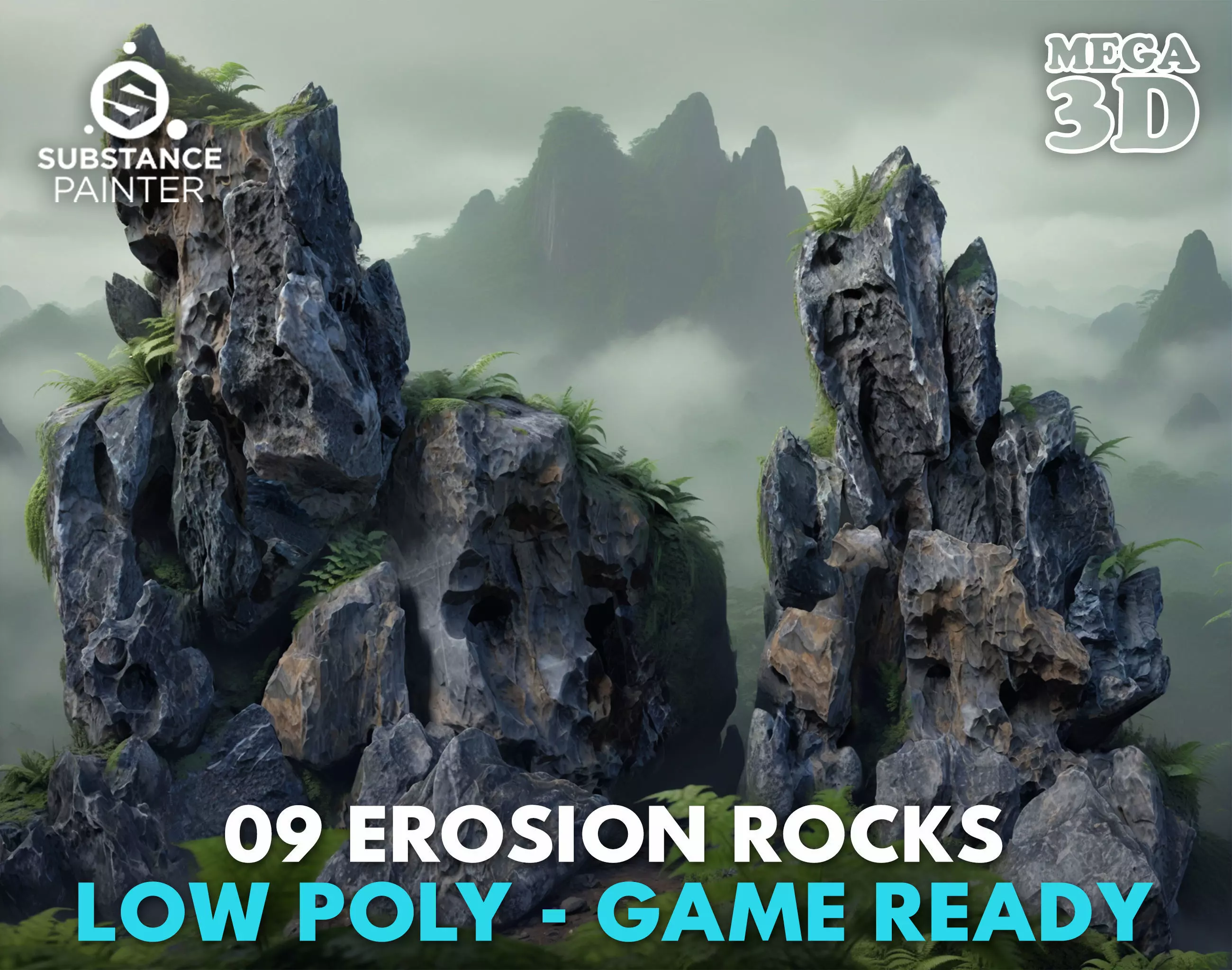 9 Low Poly Erosion Rocks - 231122 Low-poly 3D model_0