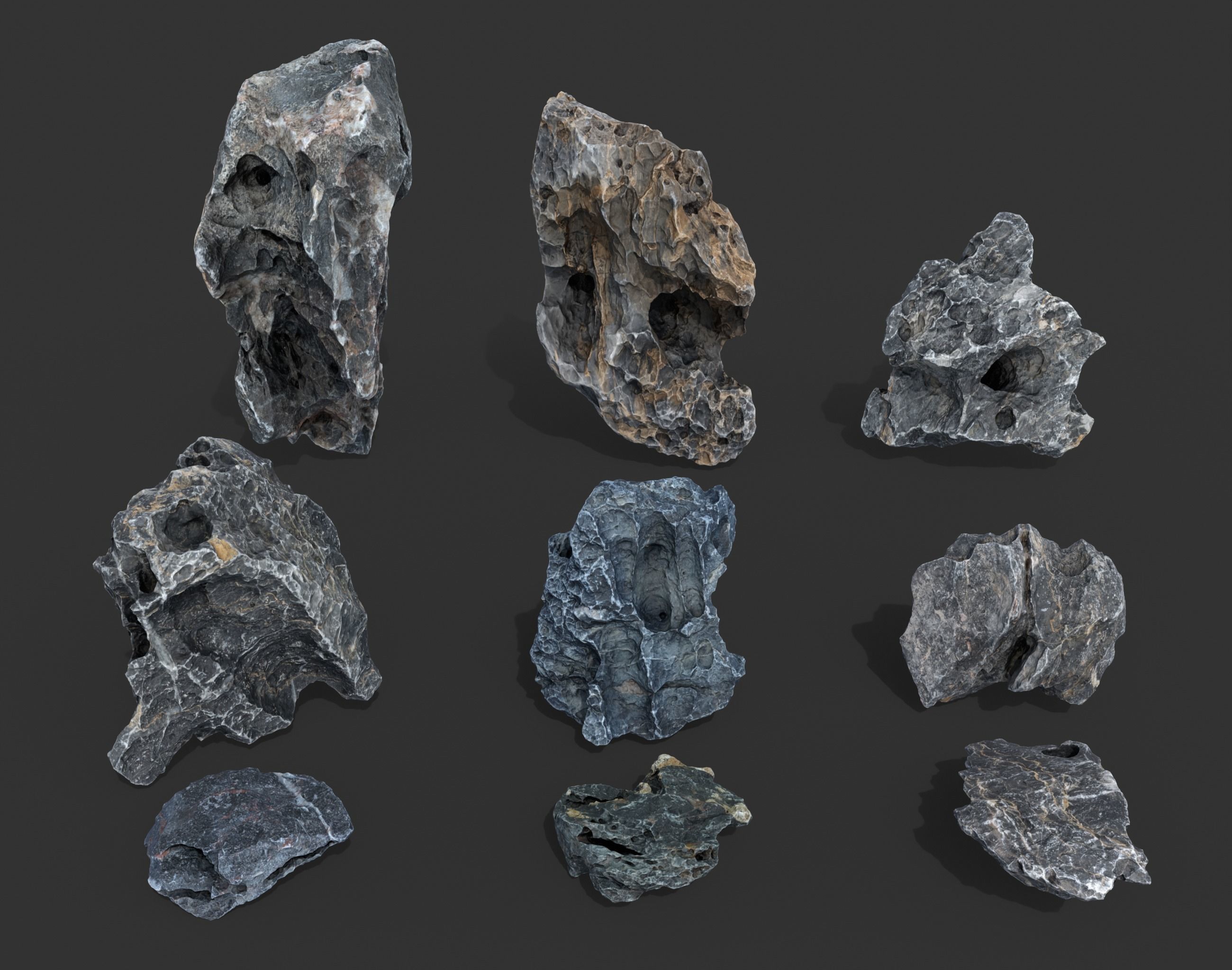 9 Low Poly Erosion Rocks - 231122 Low-poly 3D model_1