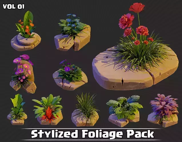 Stylized Foliage Pack Game Ready VOL01