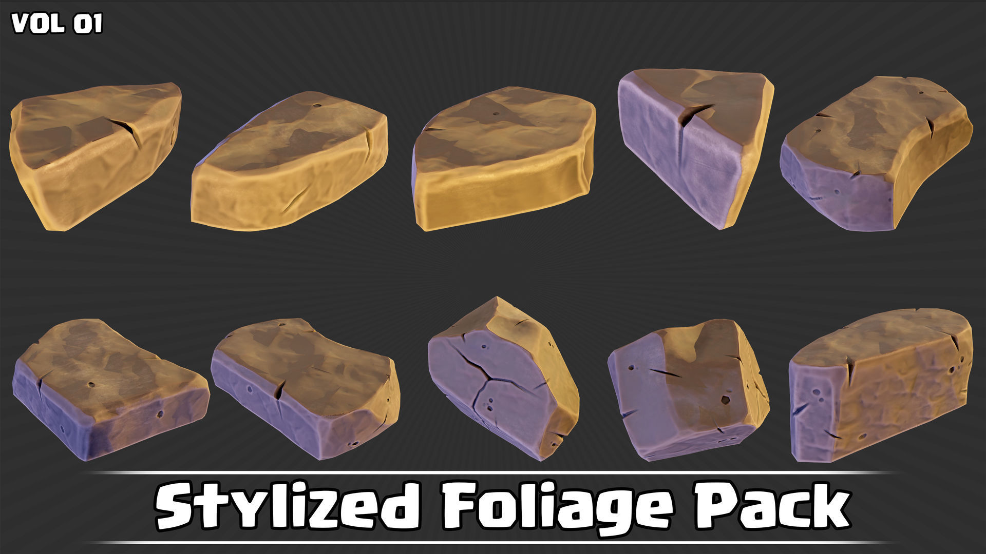 Stylized Foliage Pack Game Ready VOL01 Low-poly 3D model_8