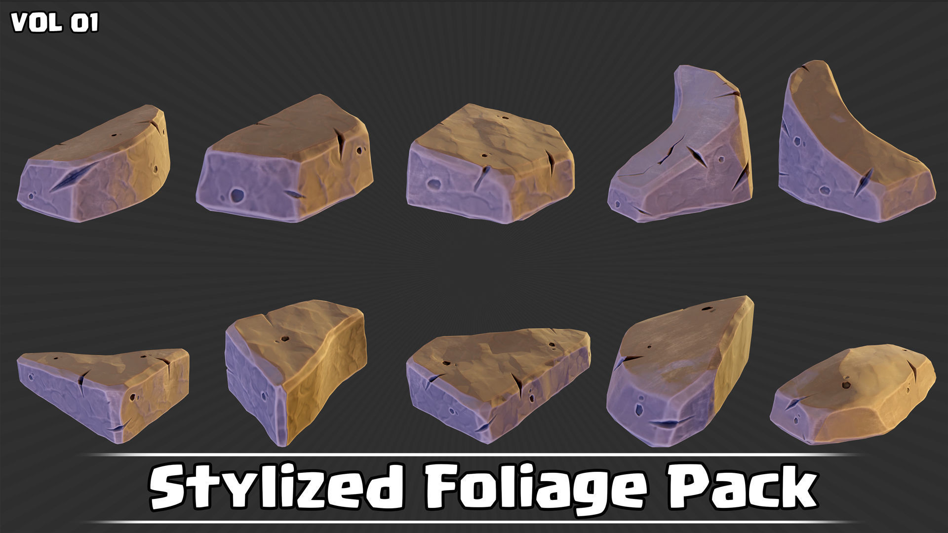 Stylized Foliage Pack Game Ready VOL01 Low-poly 3D model_10