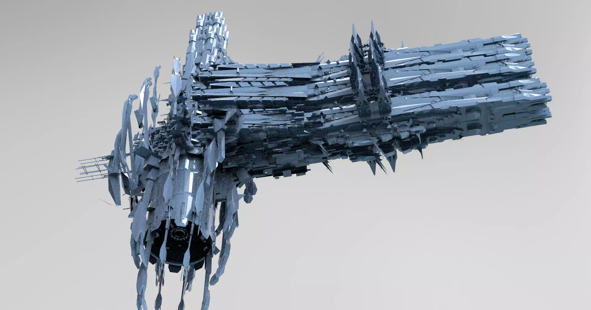 Alien mothership harvester space fusalage Low-poly 3D model