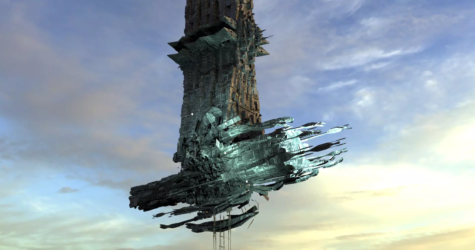 Alien mothership harvester Massive Low-poly 3D model
