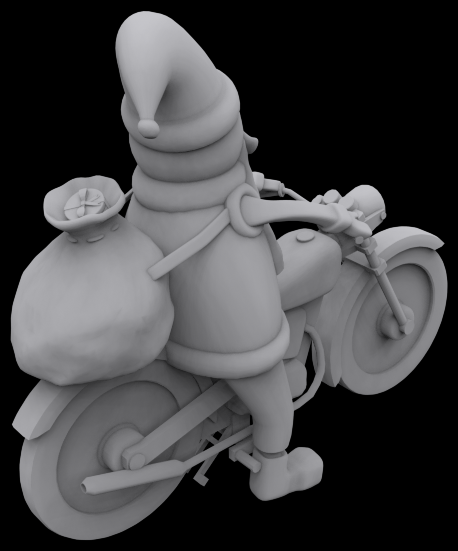 Santa on motorcycle 3D print model_2