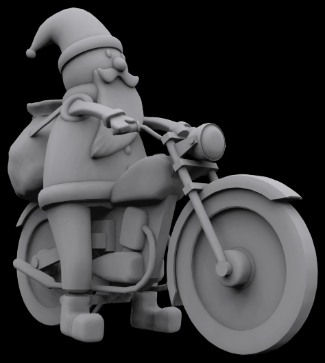 Santa on motorcycle 3D print model_1
