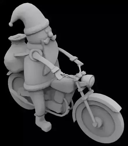 Santa on motorcycle 3D print model