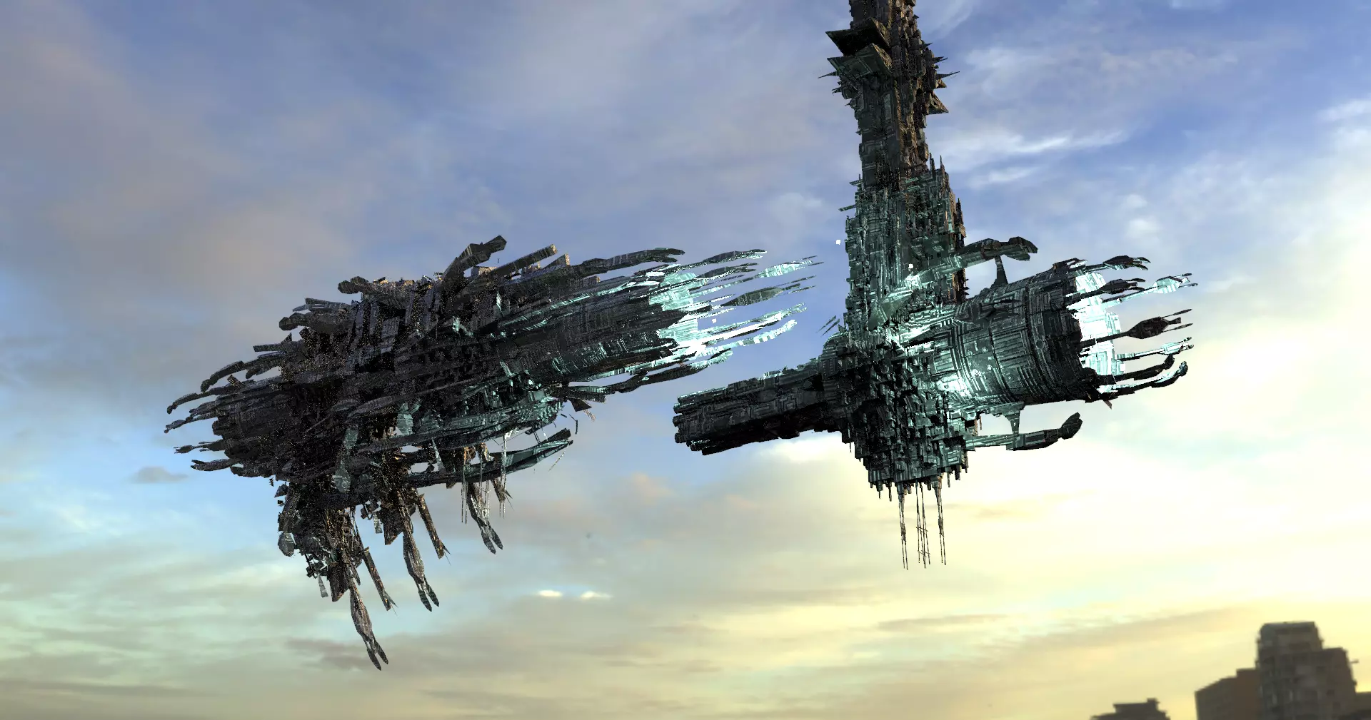 Dark mothership harvester destroyer collection Low-poly 3D model