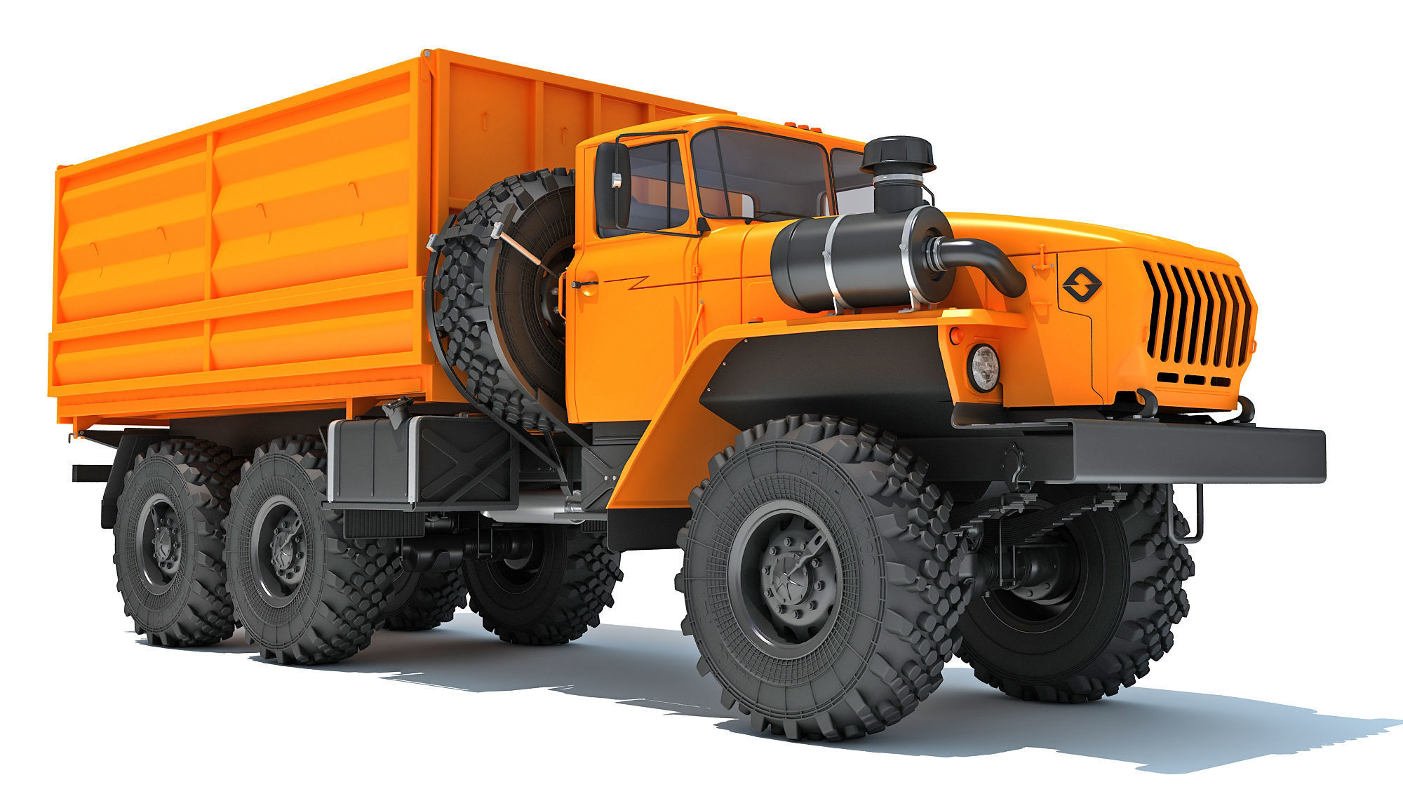 URAL Civilian Truck Off Road 6x6 Vehicle 3D model_9
