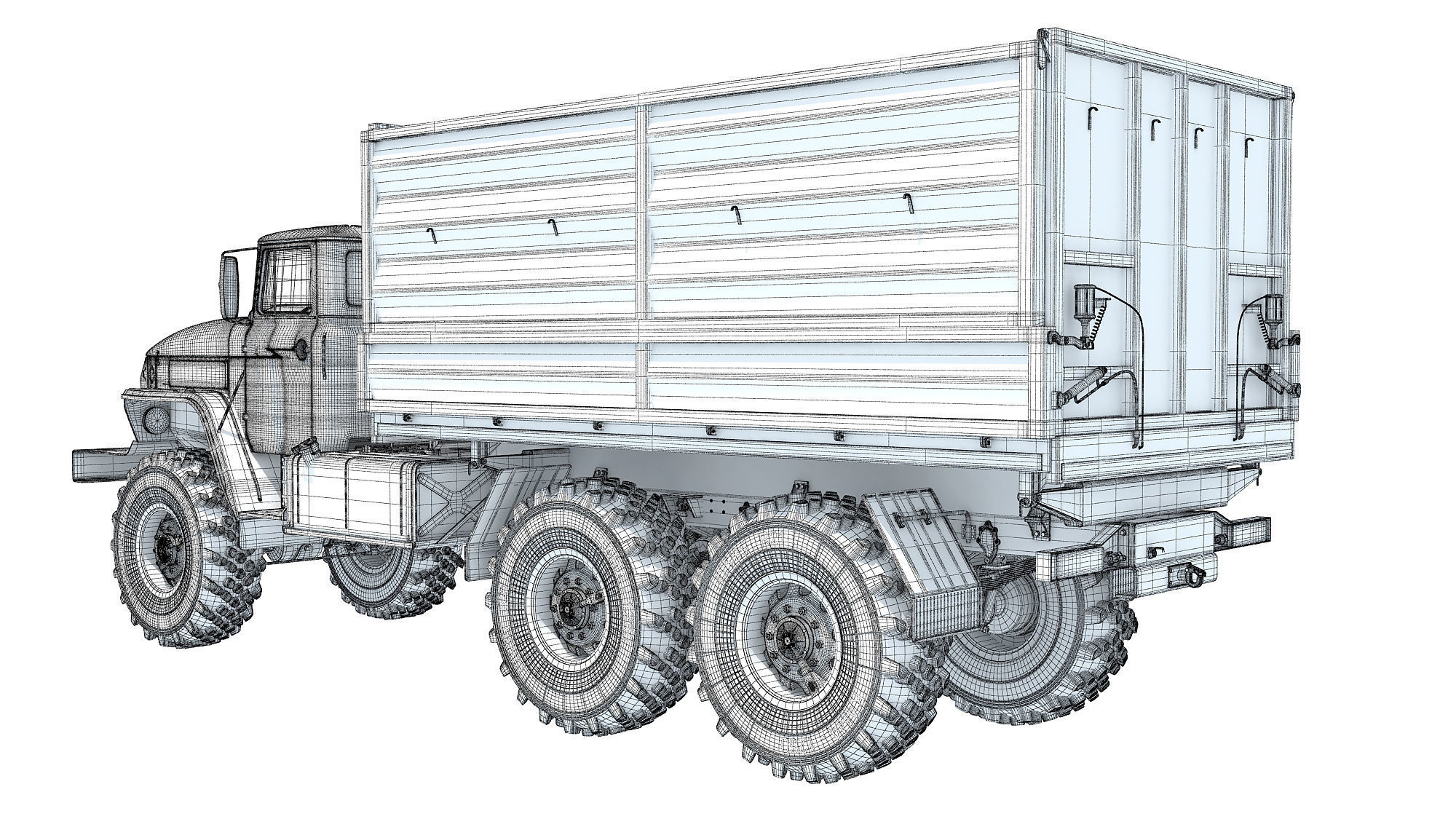 URAL Civilian Truck Off Road 6x6 Vehicle 3D model_16