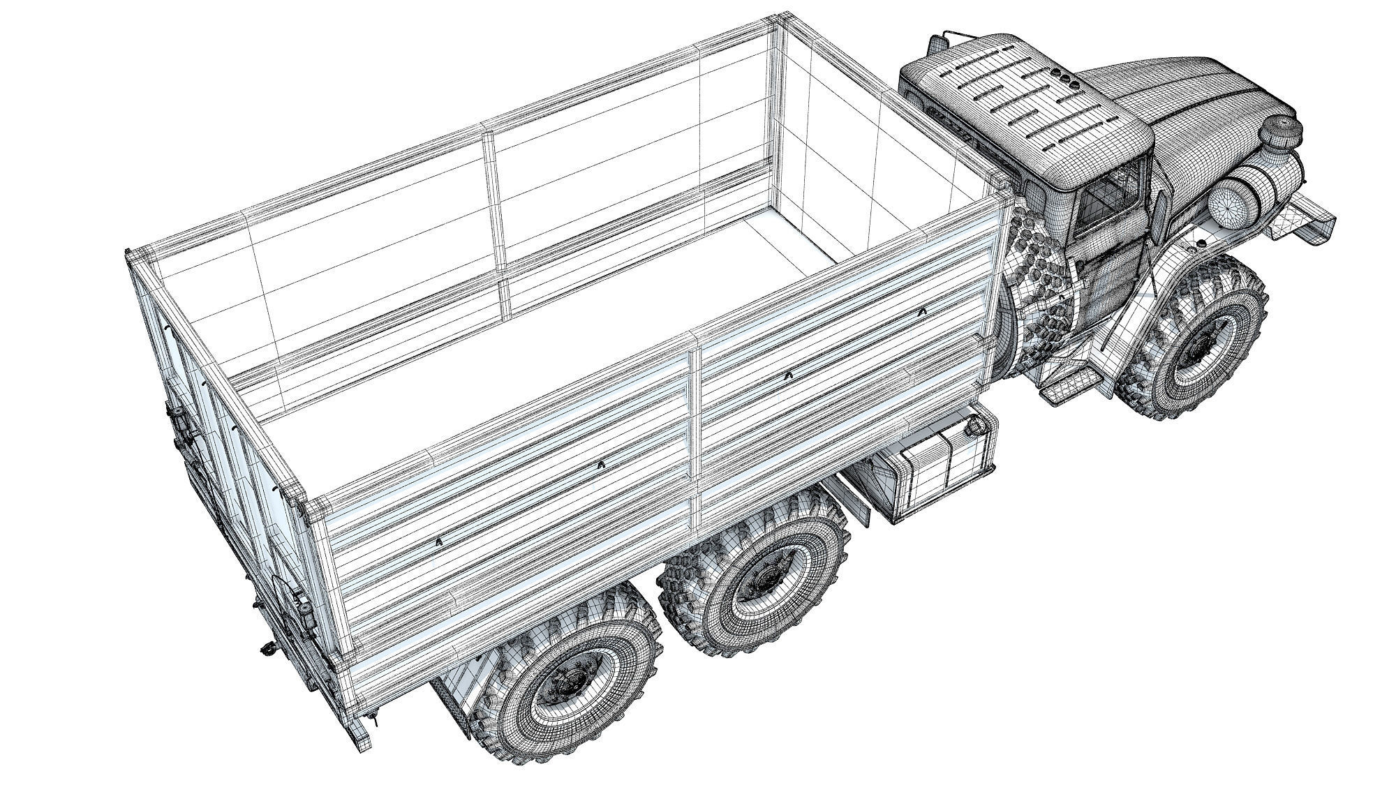 URAL Civilian Truck Off Road 6x6 Vehicle 3D model_17