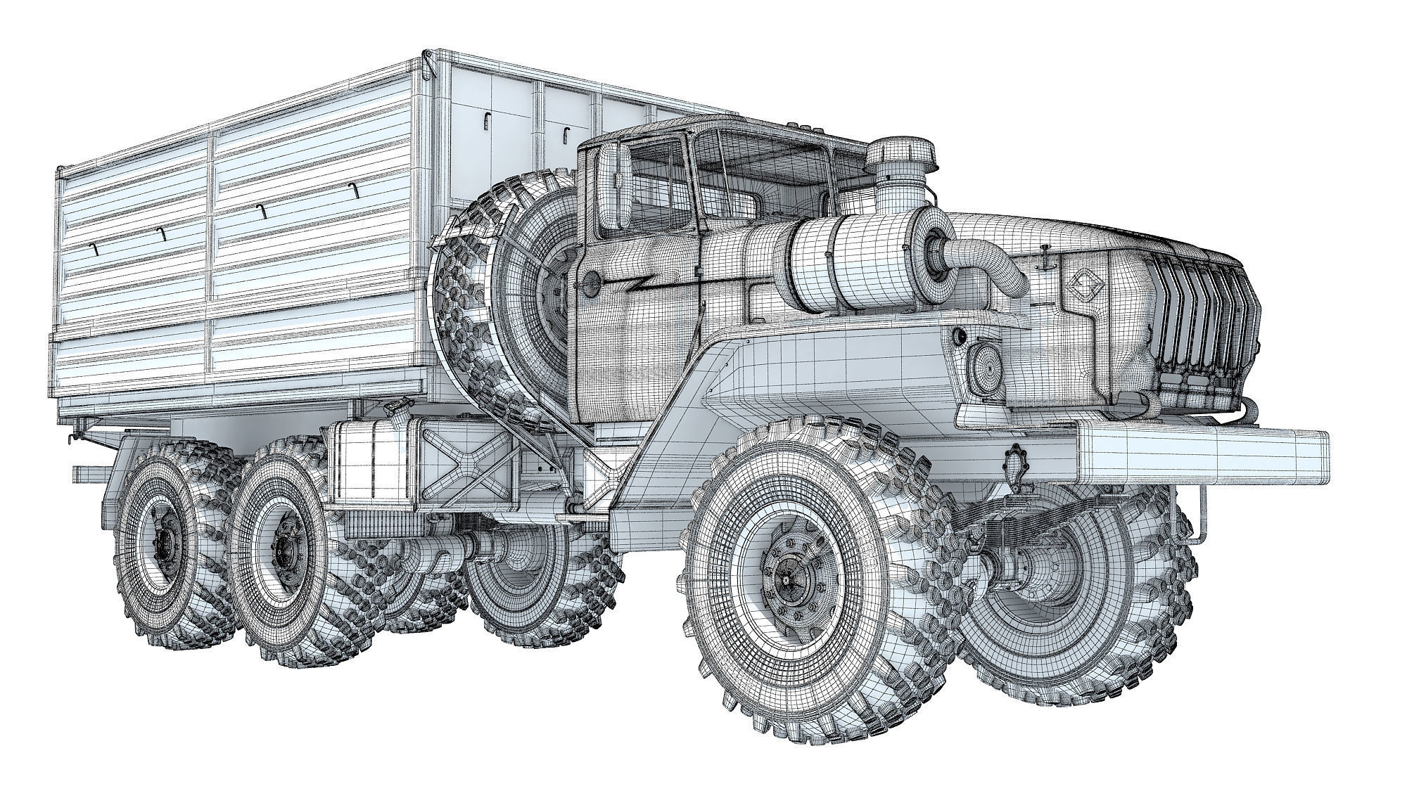 URAL Civilian Truck Off Road 6x6 Vehicle 3D model_18