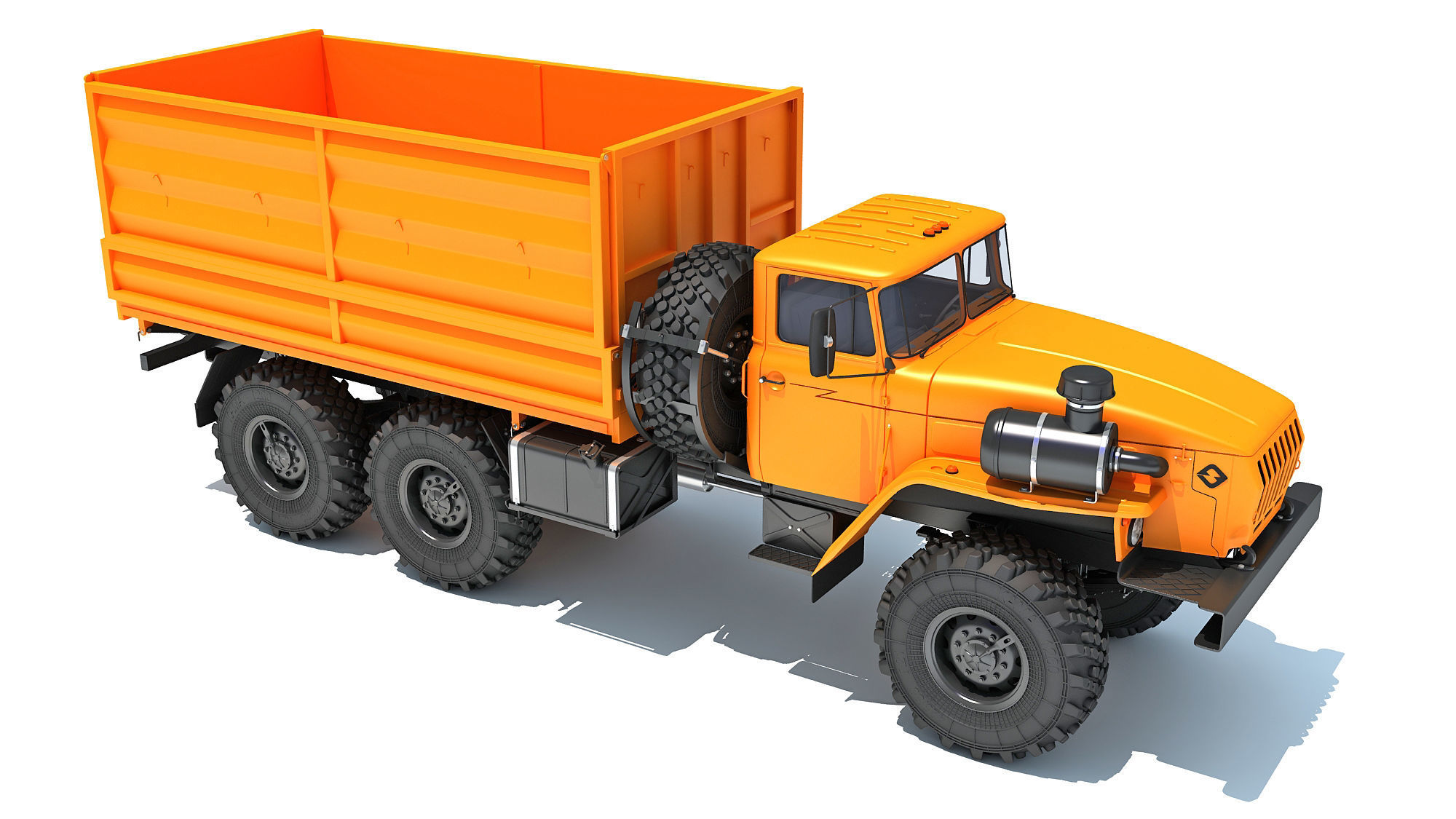 URAL Civilian Truck Off Road 6x6 Vehicle 3D model_7