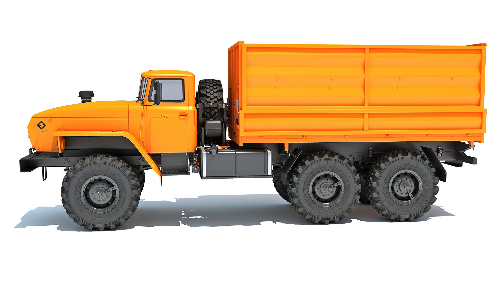 URAL Civilian Truck Off Road 6x6 Vehicle 3D model_1