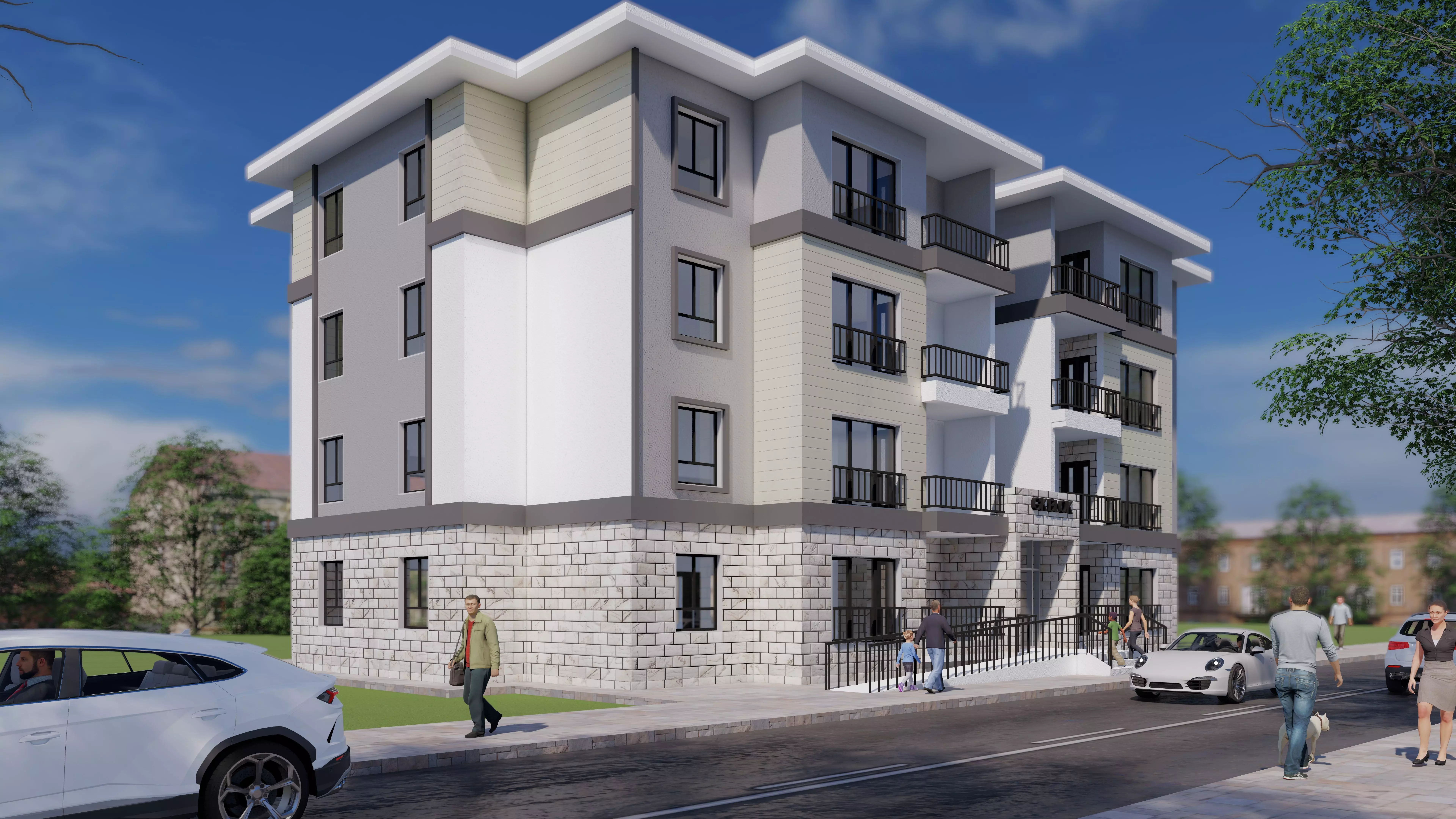 2 Apartment Buildings 3D model_0