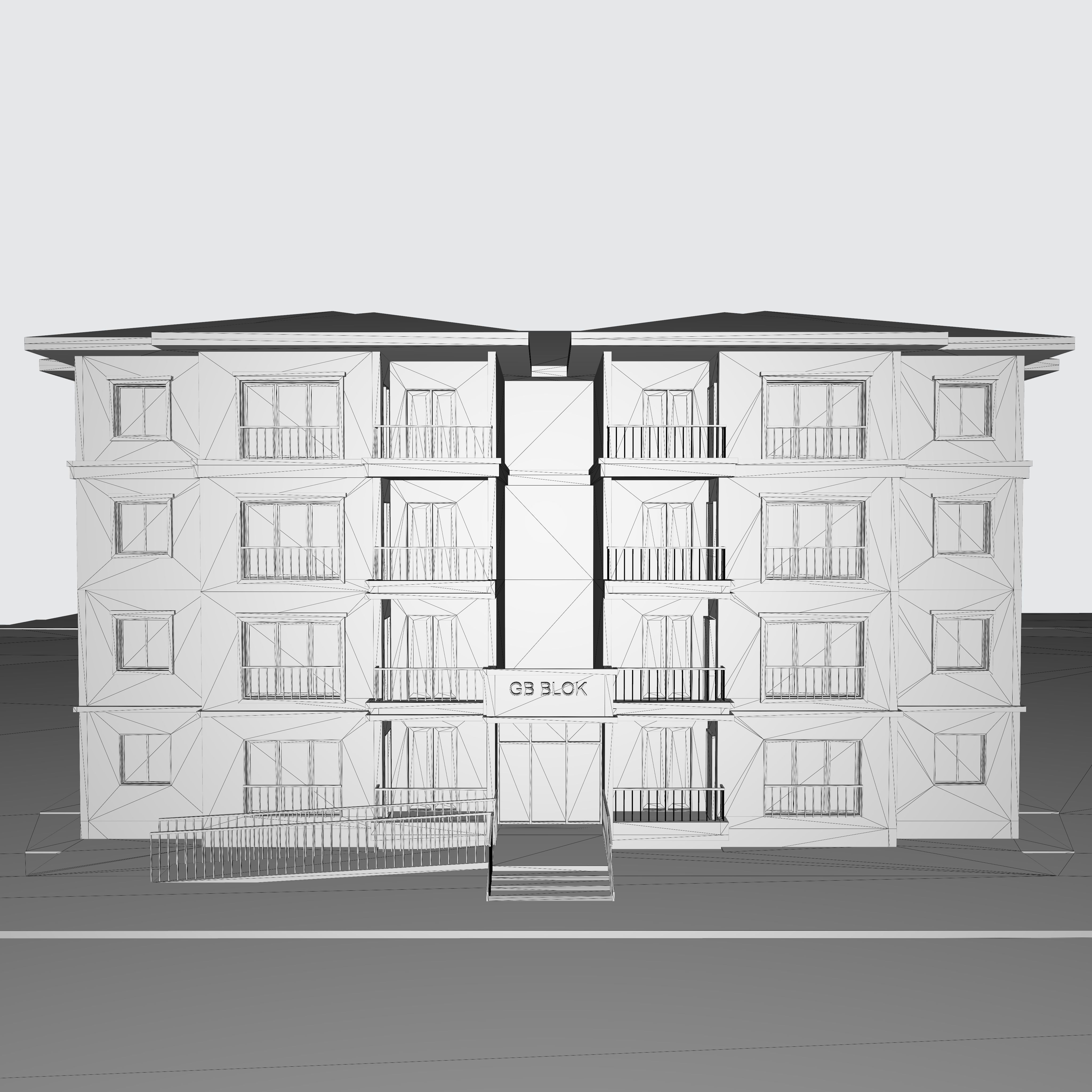 3 Different Apartment Buildings as Mansion 3D model_4