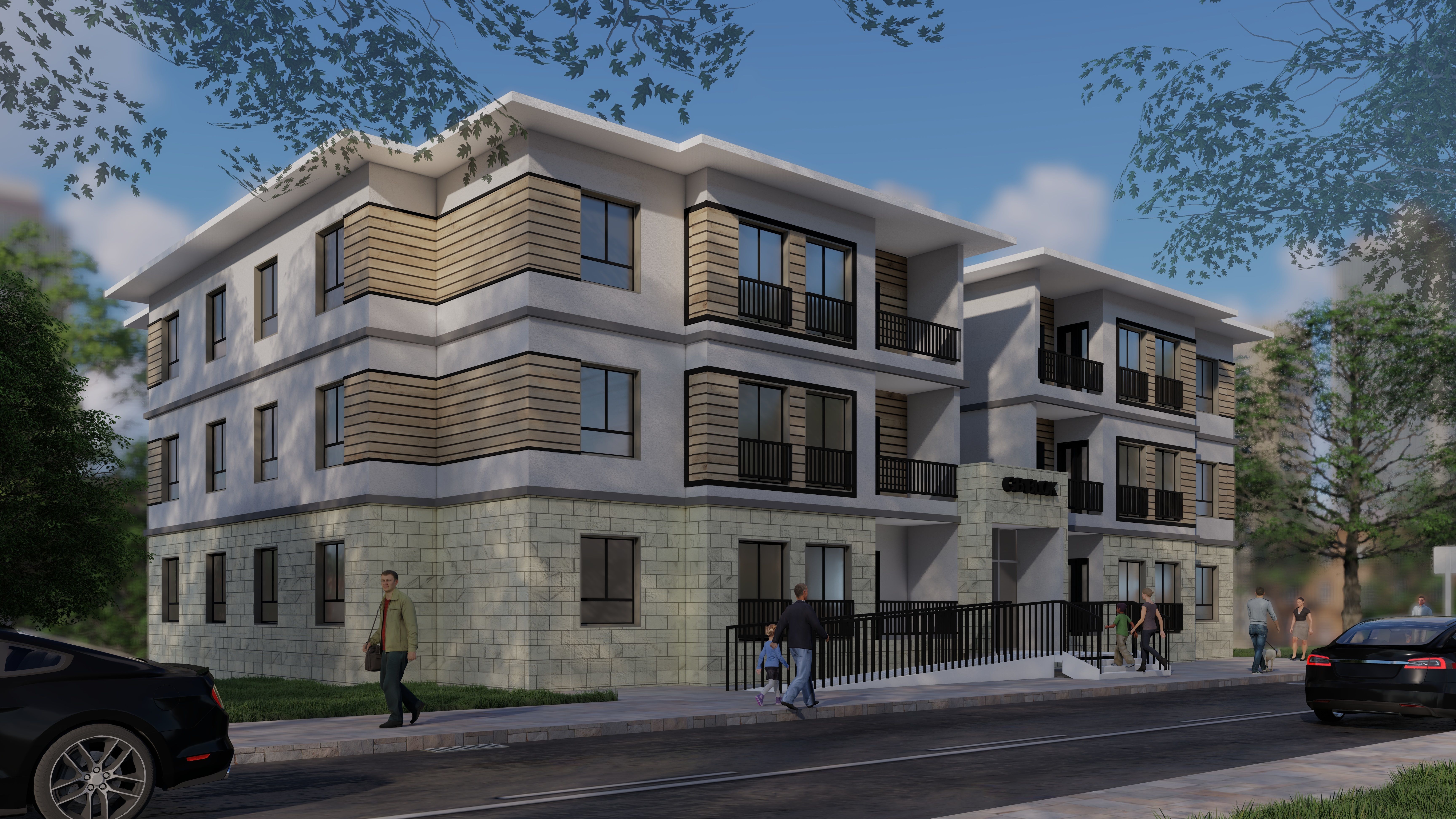 Modern Apartment Building 3D model_1