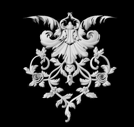 Central decor ornament for furniture 3D model_4