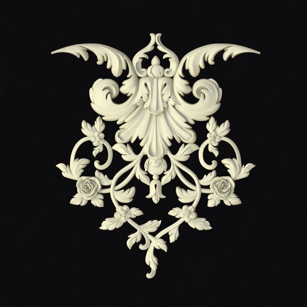 Central decor ornament for furniture 3D model_1