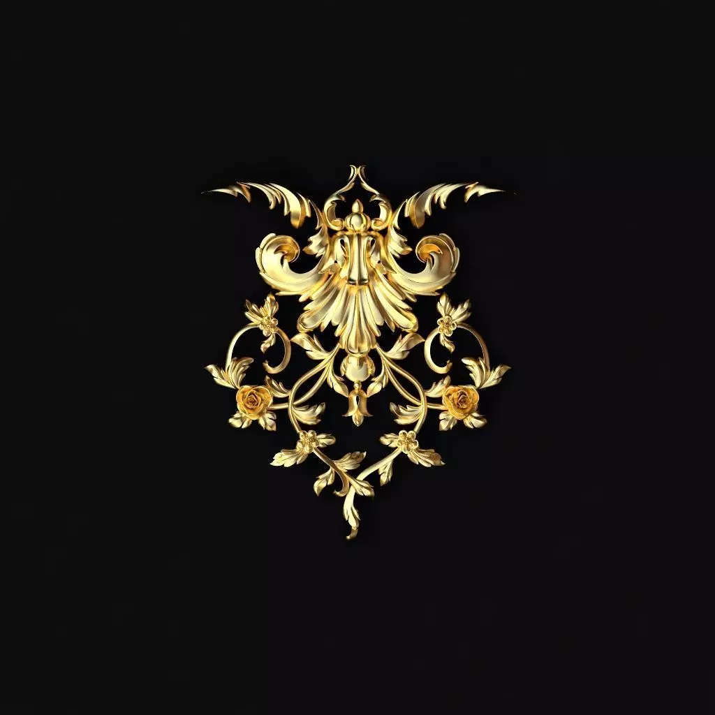 Central decor ornament for furniture 3D model_0