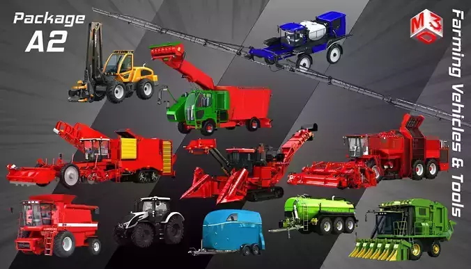 Farming Vehicles and Tools - Package 2 3D Model Collection