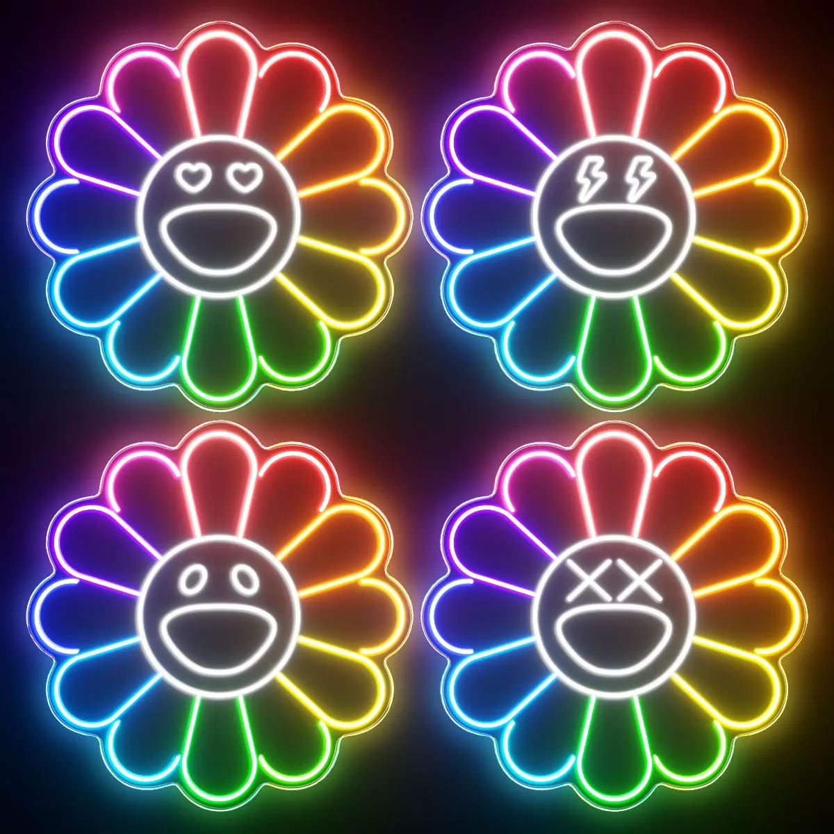KAWS Sunflower by Takashi Murakami Neon Signs 3D model