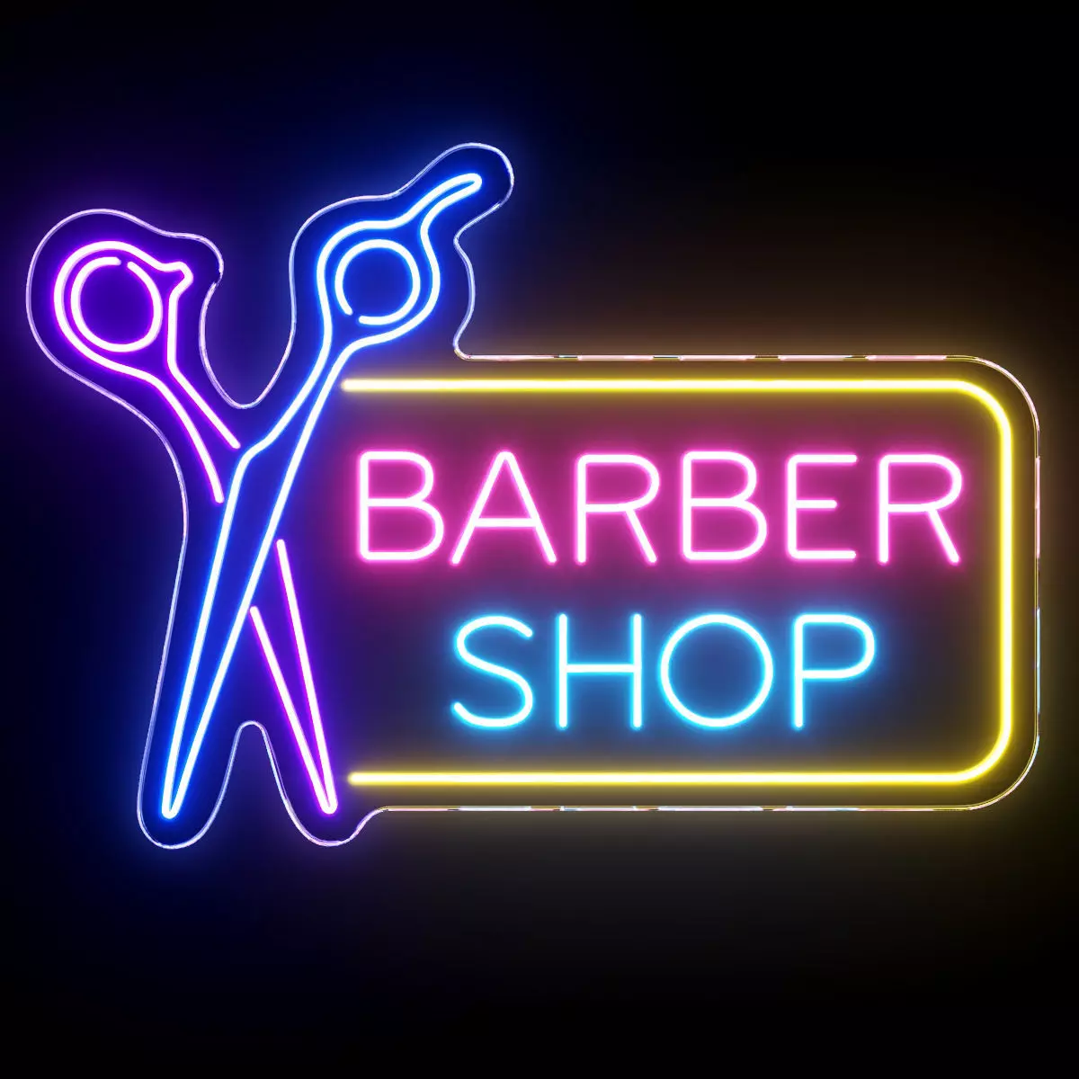 Barber Shop Neon Sign 3D model