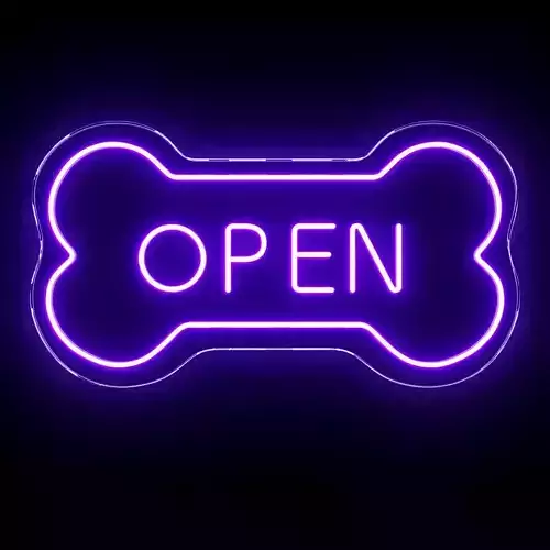 Bone and Open Neon Sign