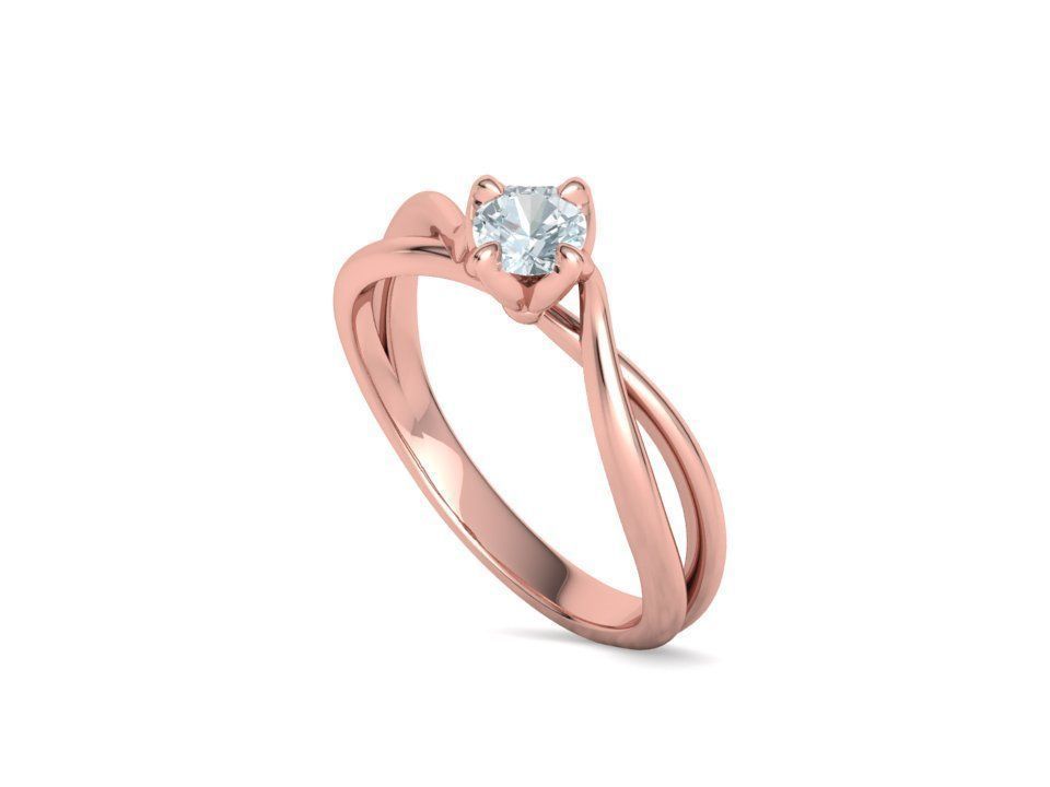 Solitaire Engagement Promise Ring Twisted Shank design 3D print model_27