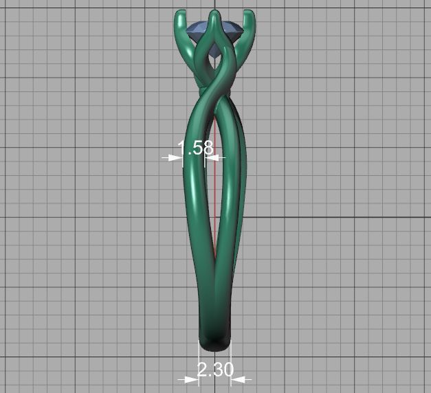 Solitaire Engagement Promise Ring Twisted Shank design 3D print model_36