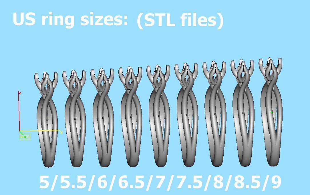 Solitaire Engagement Promise Ring Twisted Shank design 3D print model_11