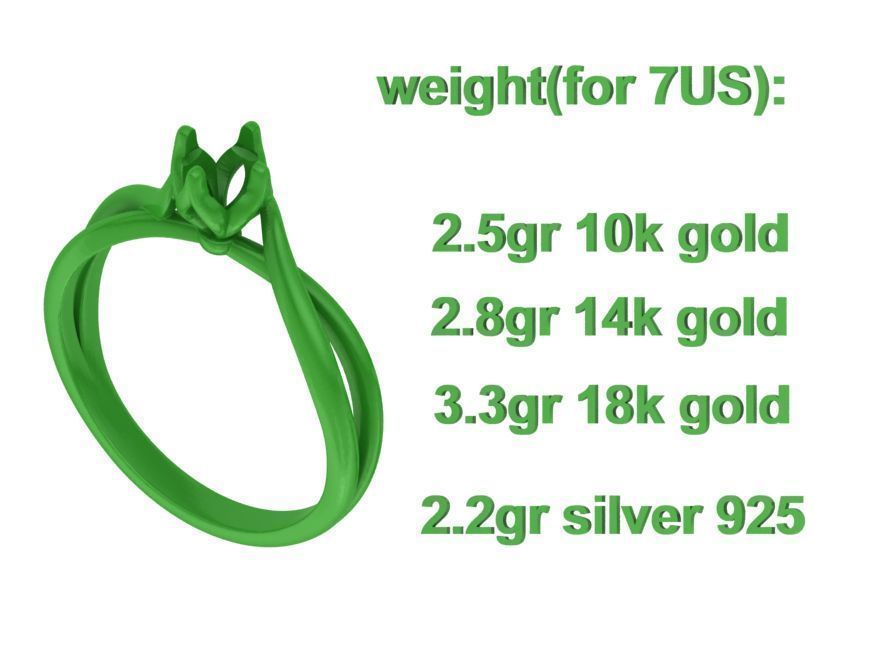 Solitaire Engagement Promise Ring Twisted Shank design 3D print model_10