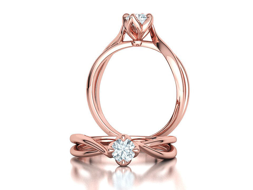 Solitaire Engagement Promise Ring Twisted Shank design 3D print model_1
