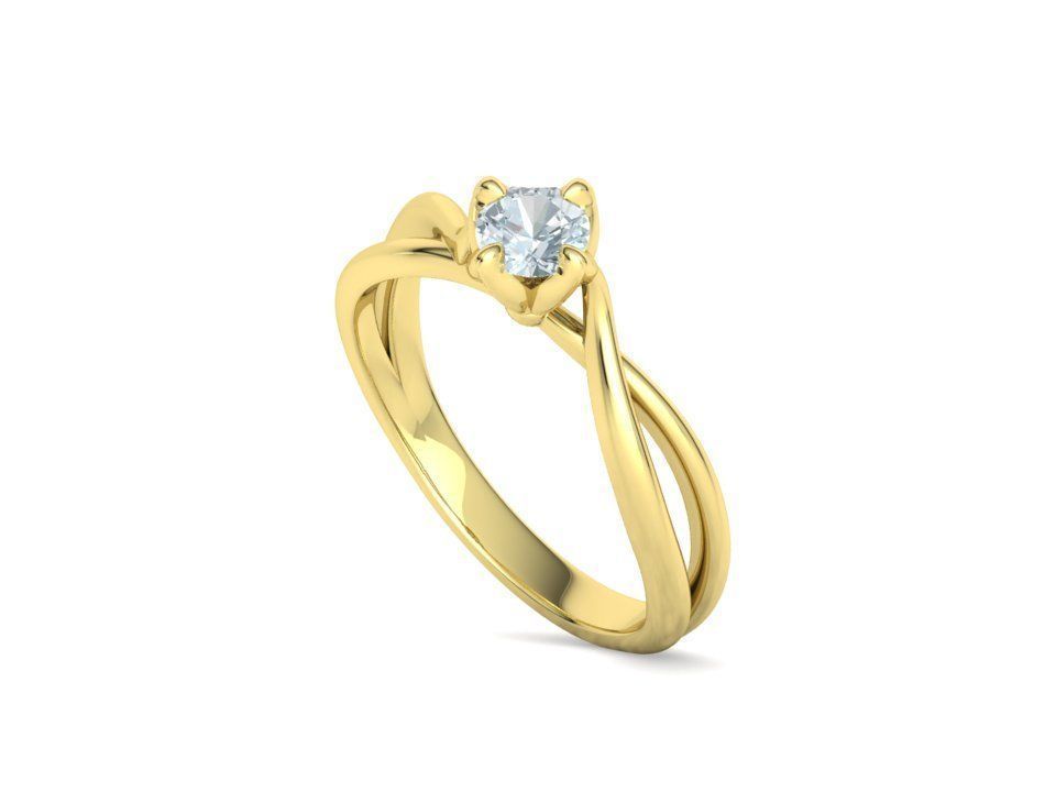 Solitaire Engagement Promise Ring Twisted Shank design 3D print model_28