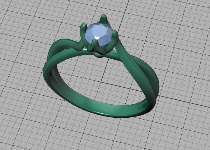 Solitaire Engagement Promise Ring Twisted Shank design 3D print model_40