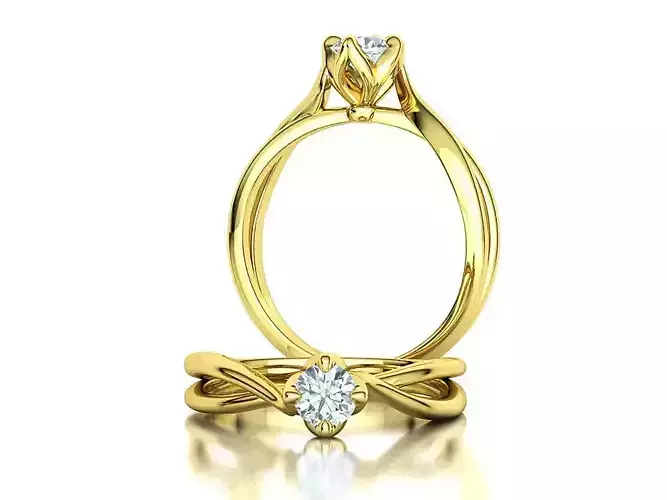 Solitaire Engagement Promise Ring Twisted Shank design 3D print model