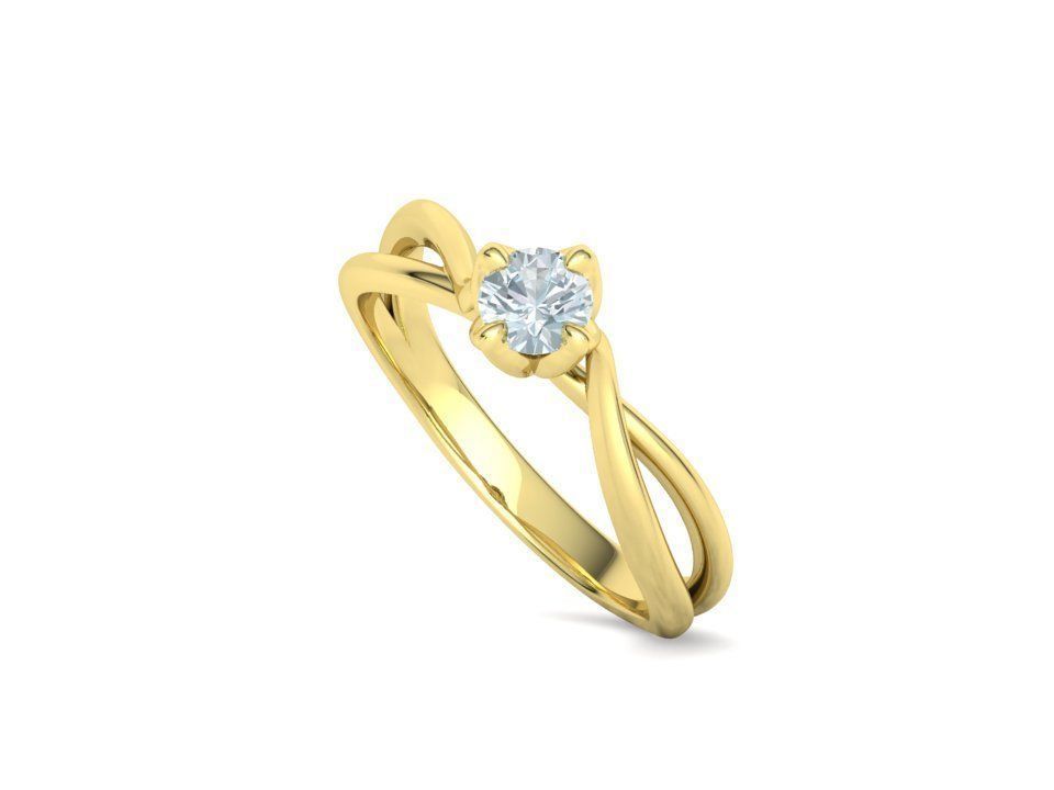 Solitaire Engagement Promise Ring Twisted Shank design 3D print model_31