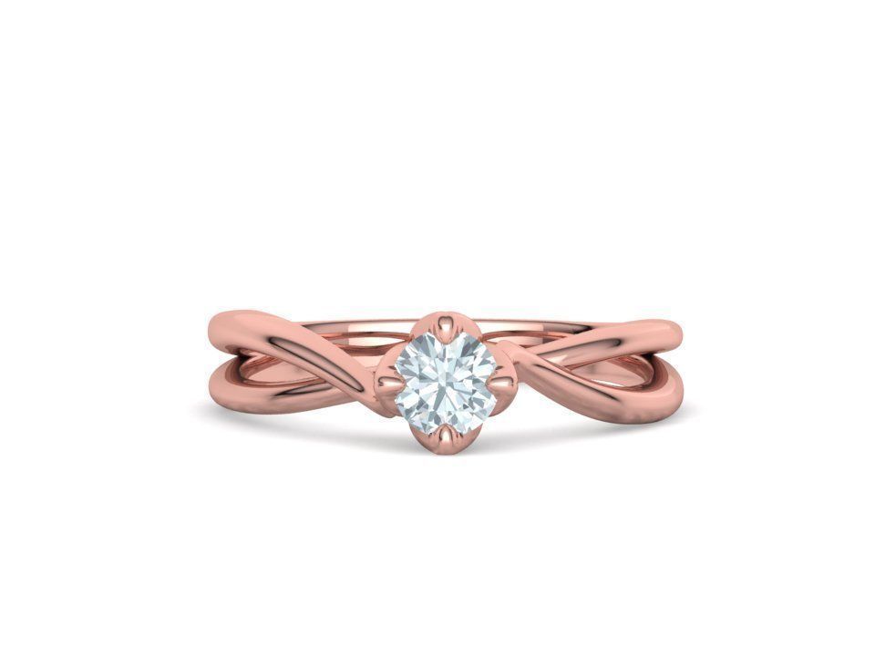 Solitaire Engagement Promise Ring Twisted Shank design 3D print model_12