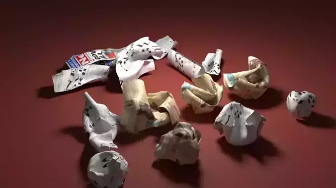 Crumpled paper Pack Low-poly 3D model