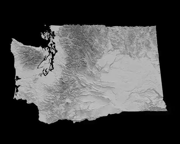 3D Topographical Map of Washington 3D print model