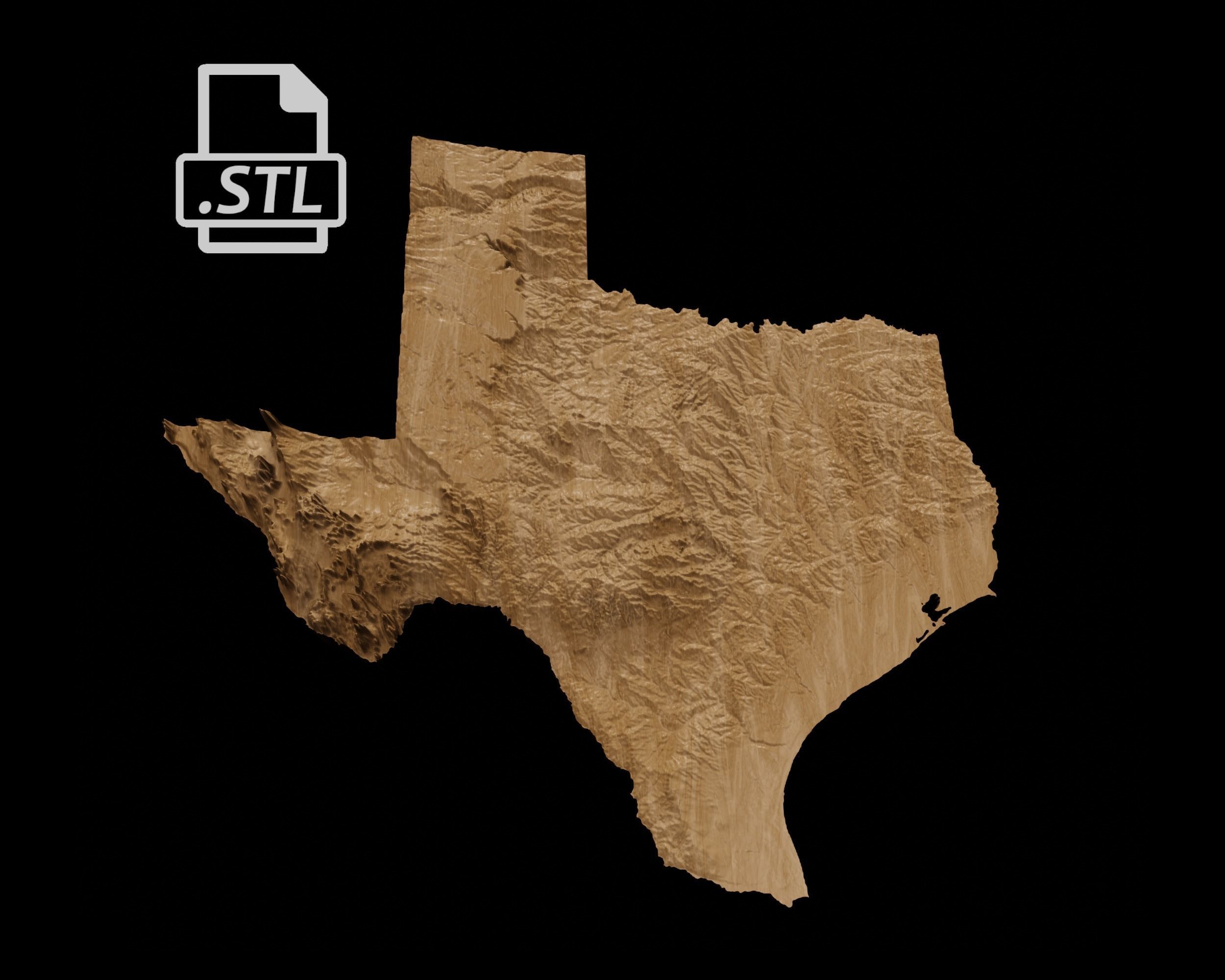 3D Topographical Map of Texas 3D print model_5